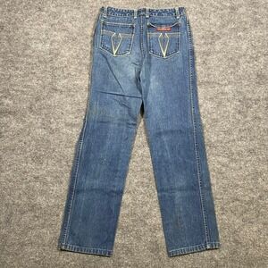 Sergio Valente Mens Blue Denim Jeans Straight Leg Size 30x36 (Meas 27x28)